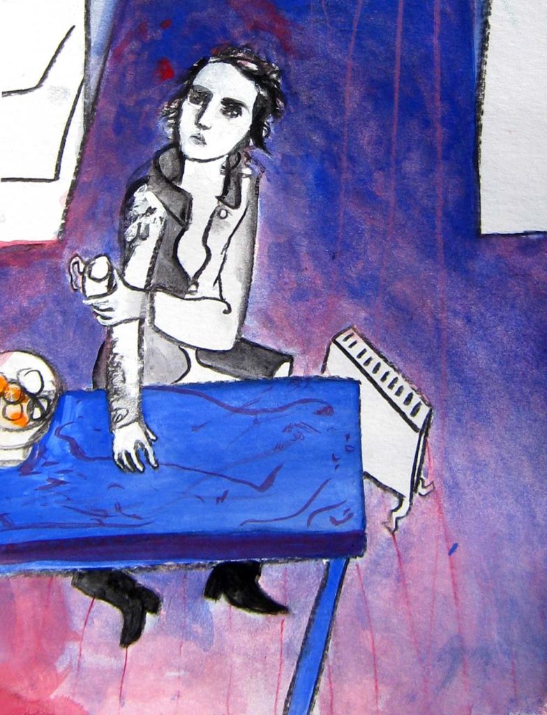 Kitchen (detail), 19.4 x 34 cm, Charcoal, acrylic and gouache on paper